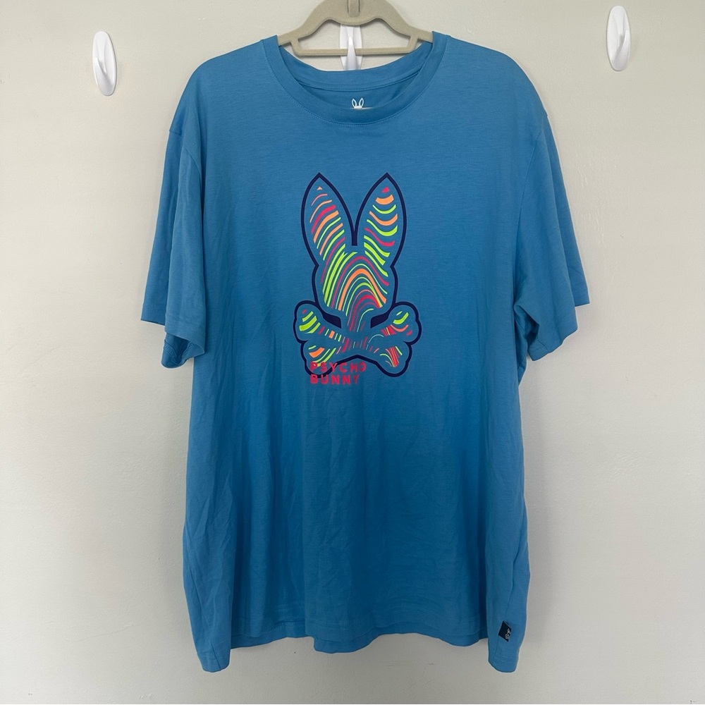 Psycho Bunny cornflower blue varley graphic shirt size 8‎